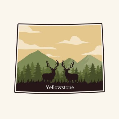 Yellowstone Ulusal Parkı Dağ Manzaralı Geyik Geyiği