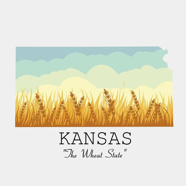 Канзас Wheat State, Iconic Wheat Field art of the Wheat State USA