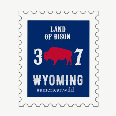Wyoming Bison Damgası. Parmak izi, giysi, çıkartma vs. için mükemmel.