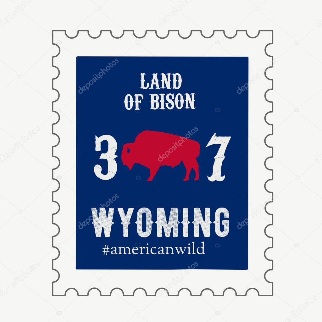 Wyoming Bison Stamp Perfect for print, apparel, stickers, etc