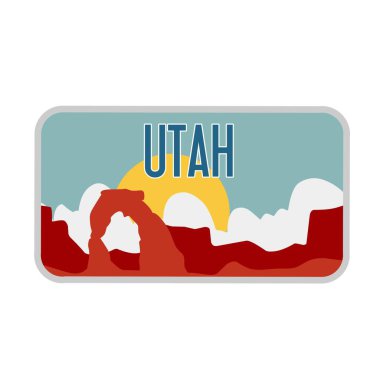 Utah State Sunset with Arch Illustration baskı, giyim, çıkartma vs. için mükemmeldir.
