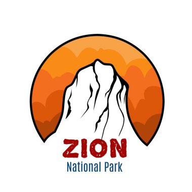 Minimalist Zion Ulusal Park Amblemi Sıcak Gradyan Gökyüzü Baskı, giysi, iş yeri, gömlek, çıkartma vs.