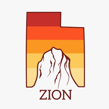 Utah Eyaleti 'ndeki Zion Ulusal Parkı basım, giyim, çıkartma vs. için mükemmel bir stil.