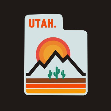 Utah Çöl Günbatımı Dağ ve Kaktüs Silueti