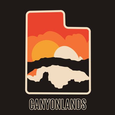 Canyonlands Ulusal Parkı Silueti Kalın Günbatımı Renkleri Yazdırma, Giydirme vs.