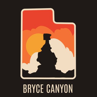 Bryce Canyon Ulusal Parkı Silueti, Günbatımı Renkleri Yazdırma, Giydirme vs.