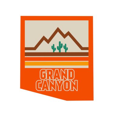 Arizona 'daki Grand Canyon Ulusal Parkı Retro Line, Minimalizm Tasarımı, Baskı İçin Mükemmel, Kıyafet, Etiket, vs.