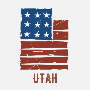 Grunge Amerikan Bayrağı Utah Tasarımı Yazdırma, Giydirme vs.