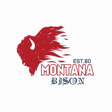 Montana Bison Vintage Logo, Wild Buffalo Silhouette Design clipart