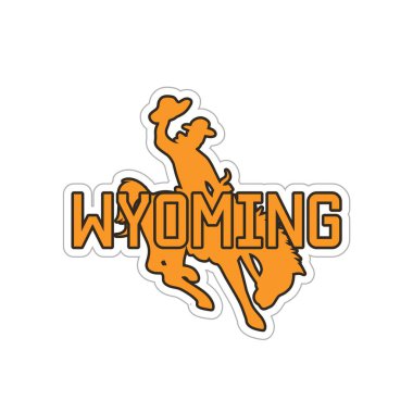 Minimalist Kovboy Rodeo Silueti ve Wyoming Metni