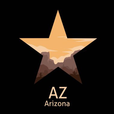 Arizona Stars with Desert Scenery at Sunset Perfect for Print, Apparel, vs.