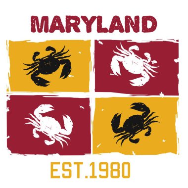 Grunge ve Vintage Tarzı olan Maryland Yengeçleri Poster, Yazdırma vs. için Mükemmel