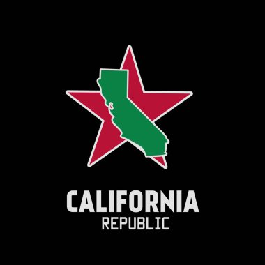 California Cumhuriyet Haritası Yazdırma, Giydirme vs. için mükemmel Star