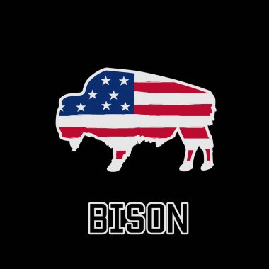 Bizon ve Amerika Şablonu Klasik Tasarım Yazdırma ve Giysi İçin Mükemmel