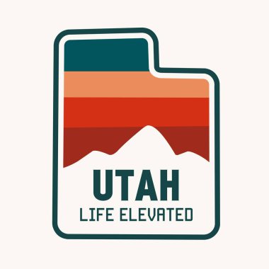 Utah Map Frame with Rock Hill in Sunset Perfect for Print, Apparel, etc