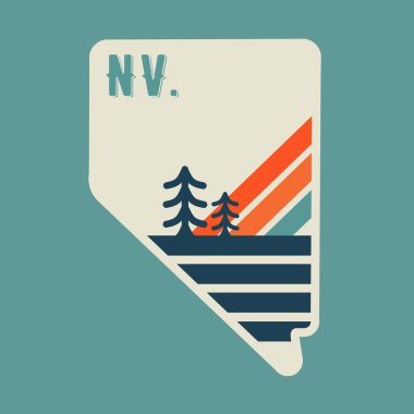 Nevada Dağı Retro Stili Basit Çizgisi