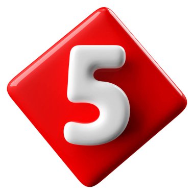 Kırmızı 3 boyutlu 5 numara.