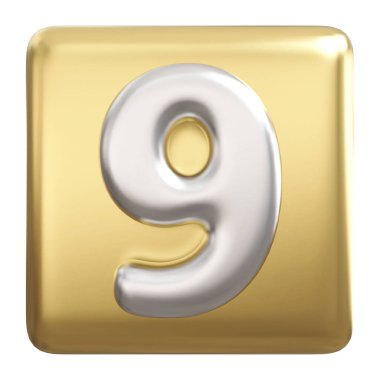 Altın 3D Numara 9