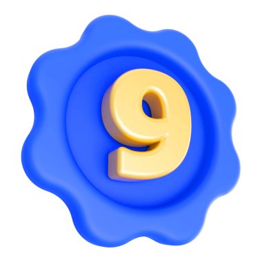 Mavi 3 boyutlu 9 numara.