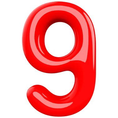 Kırmızı 3 boyutlu 9 numara.