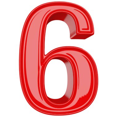 Kırmızı 3 boyutlu 6 numara.