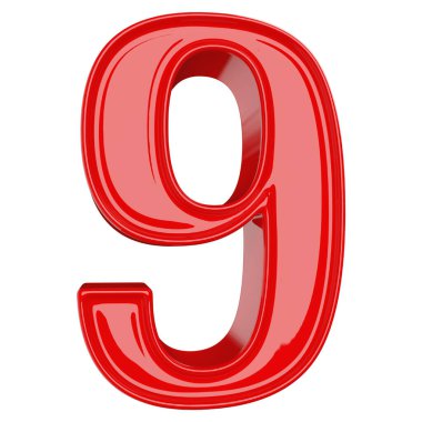 Kırmızı 3 boyutlu 9 numara.
