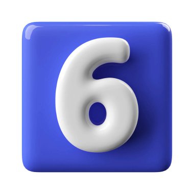 Mavi 3 boyutlu 6 numara.