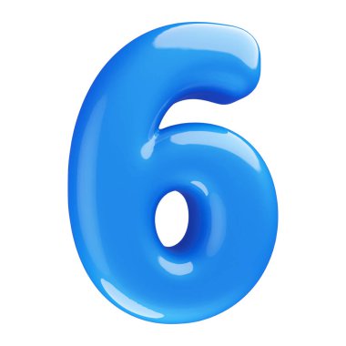 Mavi 3 boyutlu 6 numara.