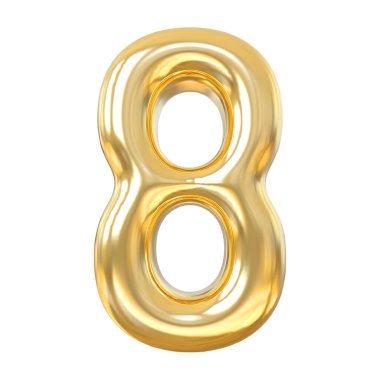 Altın 3D Numara 8