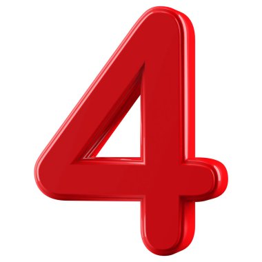 Kırmızı 3d sayı 4