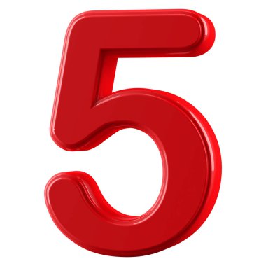 Kırmızı 3 boyutlu 5 numara.