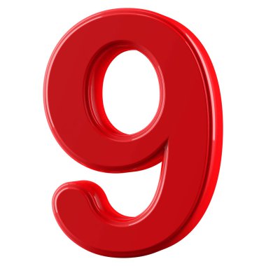 Kırmızı 3 boyutlu 9 numara.
