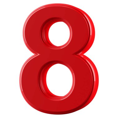 Kırmızı 3 boyutlu 8 numara.
