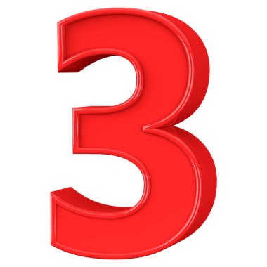 Kırmızı 3D Numara 3