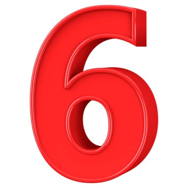 Kırmızı 3 boyutlu 6 numara.