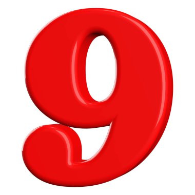 Kırmızı 3 boyutlu 9 numara.