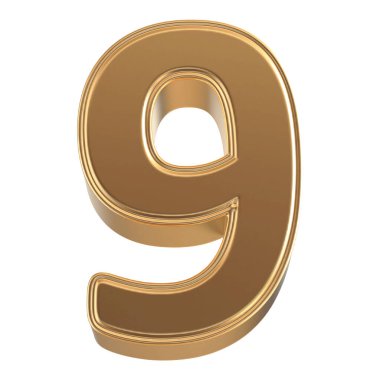 Altın 3D Numara 9