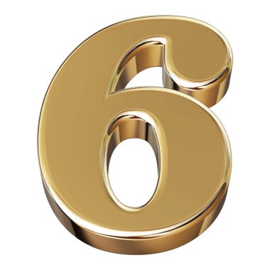Altın 3D Numara 6