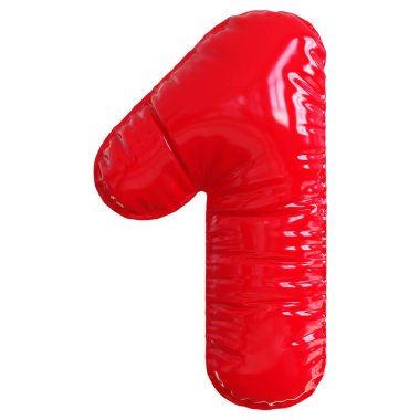 Kırmızı Kabarcık 3D Numara 1