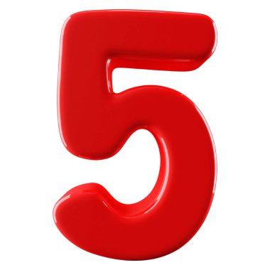 Kırmızı 3 boyutlu 5 numara.