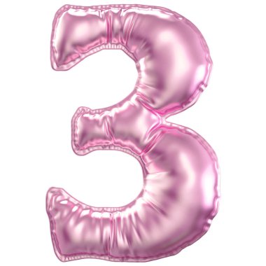 Pembe Kabarcık 3D Numara 3