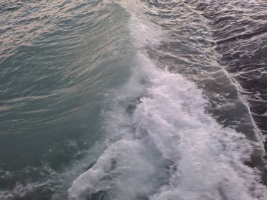 Arka planda dalgalar olan deniz suyu