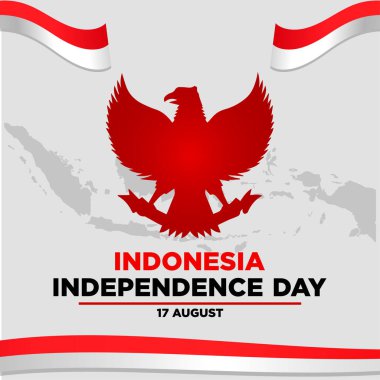 17 August Indonesia Independence day Feed Post Template Design Background clipart