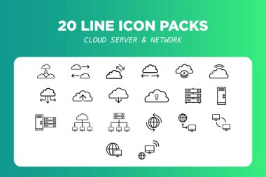 Cloud Computing Line Simgeleri web ve ui için düzenlenebilir vuruş koleksiyonu ile ayarlandı. Satır simgeleri paketi.