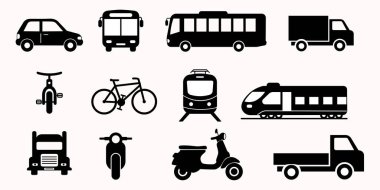 Ulaşım. Yer Ulaşım Simgeleri vektör kümesi