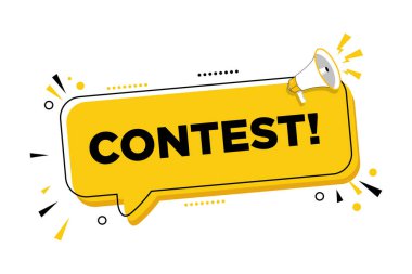 Konuşma balonu pankartlı megafon. Hoparlör. İş, pazarlama ve reklam için kullanılabilir.