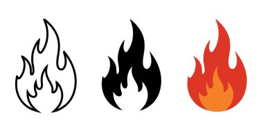 Simge vektörünü ateşle. Taslak, dolgu, renk ateş simgeleri. Müzik notaları sembol vektör illüstrasyonu