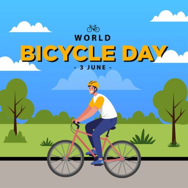 Dünya Bisiklet Günü Kutlaması Düz afiş şablonu