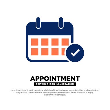Randevu Simgesi. Onaylanmış Randevu için İşaretli Simgeyle Takvim Simgesi. Düzenlenebilir Vektör.