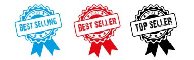 best seller ribbon. best seller round isolated banner. best seller label, Best selling stamp in the rubber style set, best selling tags, seal tag, Best selling stamp with ribbon, Top badge, vector, award design clipart